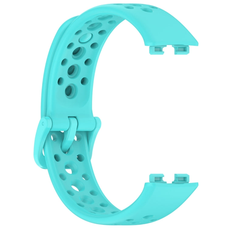 For Huawei Band 9 / 9 NFC / 8 / 8 NFC Round Hole Nail Button Silicone Watch Band(Teal) - Watch Bands by buy2fix | Online Shopping UK | buy2fix