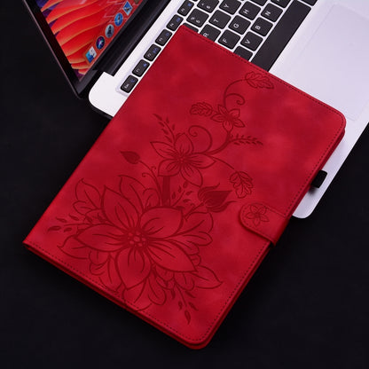 For Samsung Galaxy Tab S4 10.5 SM-T830/T835 Lily Embossed Leather Tablet Case(Red) - Other Galaxy Tab PC by buy2fix | Online Shopping UK | buy2fix