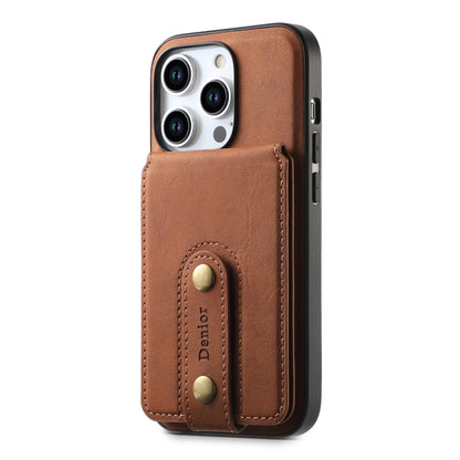 For iPhone 15 Pro Max Denior D14 NK Retro Pattern MagSafe Magnetic Card Holder Leather Phone Case(Brown) - iPhone 15 Pro Max Cases by Denior | Online Shopping UK | buy2fix