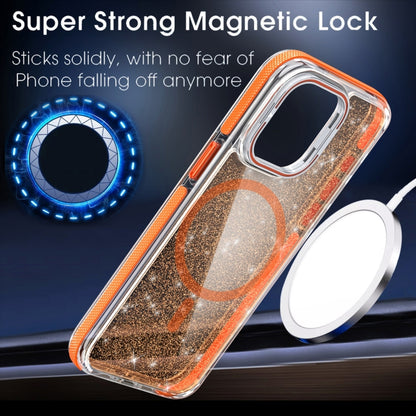 For iPhone 12 Pro Two-color Glitter Powder Lens Holder Magsafe Phone Case(White) - iPhone 12 / 12 Pro Cases by buy2fix | Online Shopping UK | buy2fix