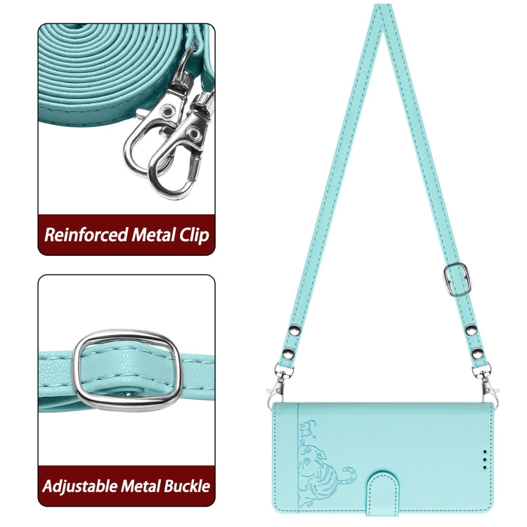 For OnePlus Nord CE4 5G Cat Rat Embossed Pattern RFID Leather Phone Case with Lanyard(Mint Green) - OnePlus Cases by buy2fix | Online Shopping UK | buy2fix