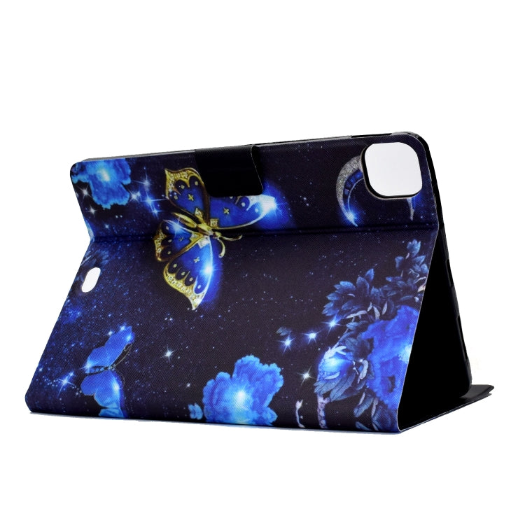 For iPad Pro 11 2024 Colored Drawing Horizontal Flip Tablet Leather Case(Blue Butterfly) - iPad Pro 11 2024 Cases by buy2fix | Online Shopping UK | buy2fix