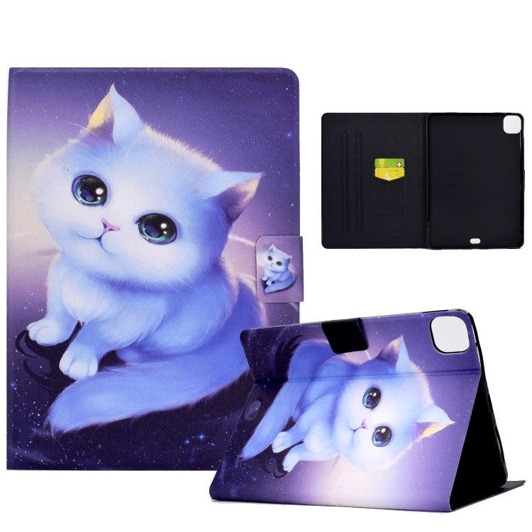 For iPad Pro 11 2024 Colored Drawing Smart Leather Tablet Case(Kitty) - iPad Pro 11 2024 Cases by buy2fix | Online Shopping UK | buy2fix