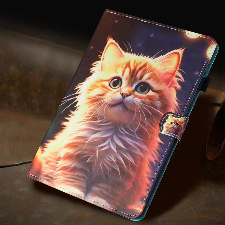 For iPad Pro 11 2024 Painted Litchi Leather Sewing Smart Tablet Case(Gold Cat) - iPad Pro 11 2024 Cases by buy2fix | Online Shopping UK | buy2fix