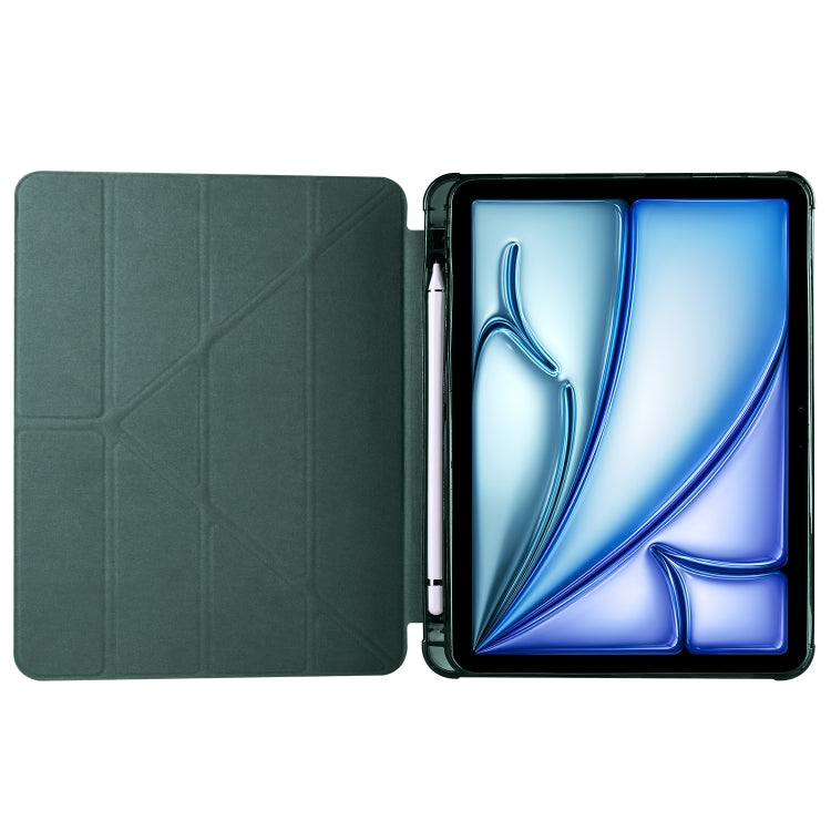 For iPad Air 11 2025 / 2024 Multi-folding TPU Leather Smart Tablet Case with Pen Slot(Pine Green) - iPad Air 11 2025 / 2024 Cases by buy2fix | Online Shopping UK | buy2fix