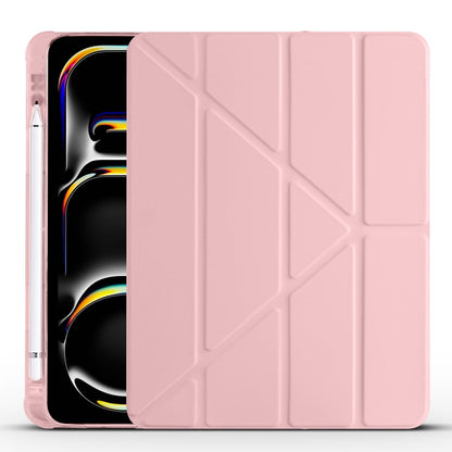 For iPad Pro 11 2024 Multi-folding TPU Leather Smart Tablet Case with Pen Slot(Pink) - iPad Pro 11 2024 Cases by buy2fix | Online Shopping UK | buy2fix