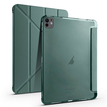 For iPad Pro 11 2024 Multi-folding TPU Leather Smart Tablet Case with Pen Slot(Pine Green) - iPad Pro 11 2024 Cases by buy2fix | Online Shopping UK | buy2fix