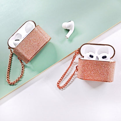 For AirPods 2 / 1 Cylindrical Glitter Leather Texture Bluetooth Earphone Protective Case(Rose Gold) - For AirPods 1/2 by buy2fix | Online Shopping UK | buy2fix