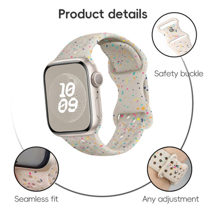 For Apple Watch Series 3 38mm Hole Style Butterfly Buckle Camouflage Silicone Watch Band(Pink Sand) - Watch Bands by buy2fix | Online Shopping UK | buy2fix