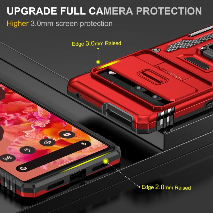 For Google Pixel 9/9 Pro Armor PC + TPU Camera Shield Phone Case(Red) - Google Cases by buy2fix | Online Shopping UK | buy2fix