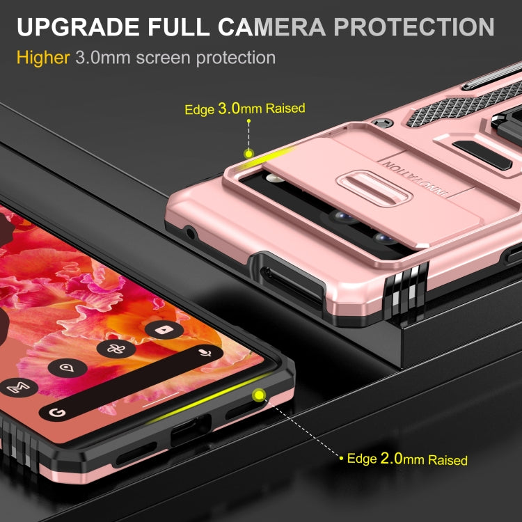 For Google Pixel 9/9 Pro Armor PC + TPU Camera Shield Phone Case(Rose Gold) - Google Cases by buy2fix | Online Shopping UK | buy2fix