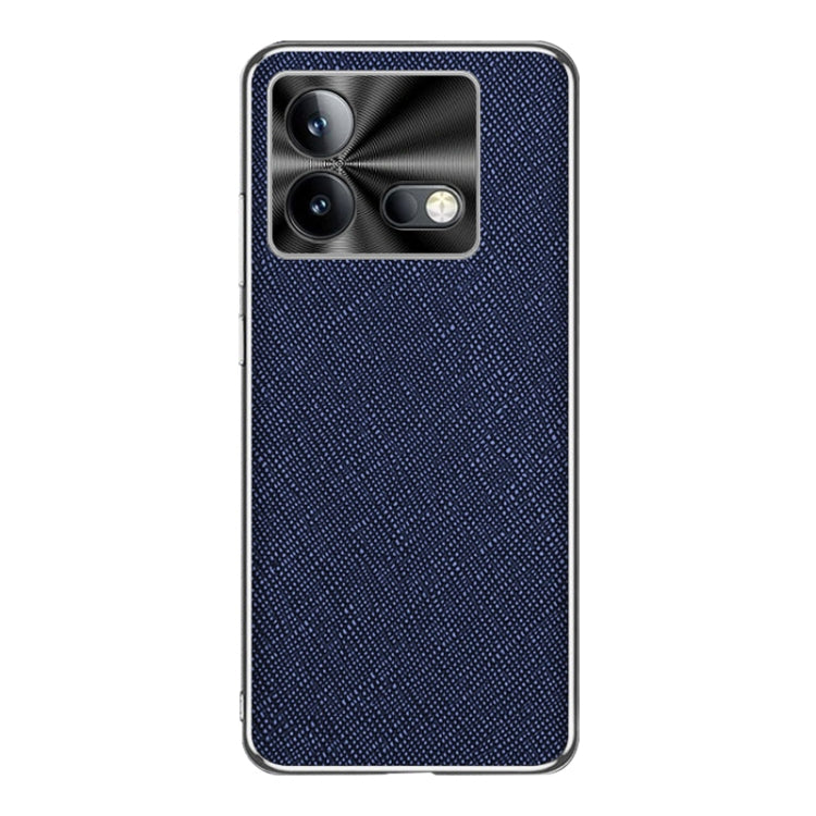 For vivo iQOO Neo8 Silver Edge Cross Texture PU Leather Phone Case(Sapphire Blue) - vivo Cases by buy2fix | Online Shopping UK | buy2fix