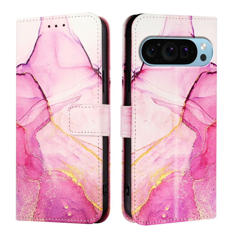 For Google Pixel 9 PT003 Marble Pattern Flip Leather Phone Case(Pink Purple Gold) - Google Cases by buy2fix | Online Shopping UK | buy2fix