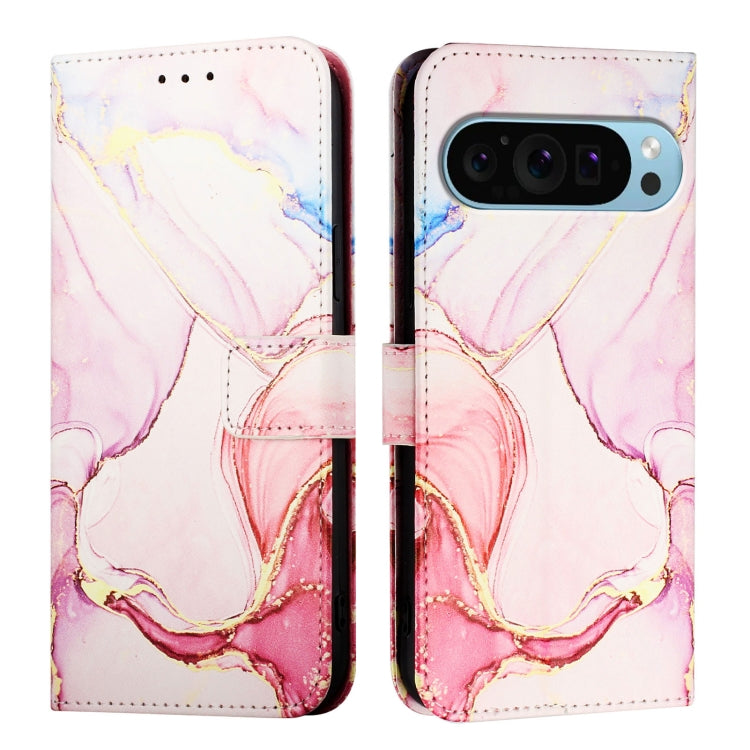 For Google Pixel 9 PT003 Marble Pattern Flip Leather Phone Case(Rose Gold) - Google Cases by buy2fix | Online Shopping UK | buy2fix