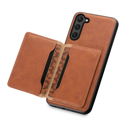 For Samsung Galaxy S23 5G Denior D13 Retro Texture Leather MagSafe Card Bag Phone Case(Brown) - Galaxy S23 5G Cases by Denior | Online Shopping UK | buy2fix