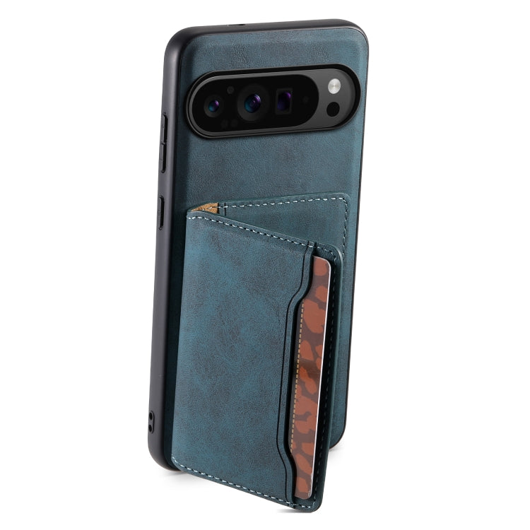 For Google Pixel 9 Pro Denior D13 Retro Texture Leather MagSafe Card Bag Phone Case(Blue) - Google Cases by Denior | Online Shopping UK | buy2fix