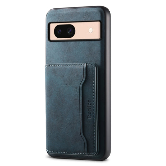 For Google Pixel 8a Denior D13 Retro Texture Leather MagSafe Card Bag Phone Case(Blue) - Google Cases by Denior | Online Shopping UK | buy2fix