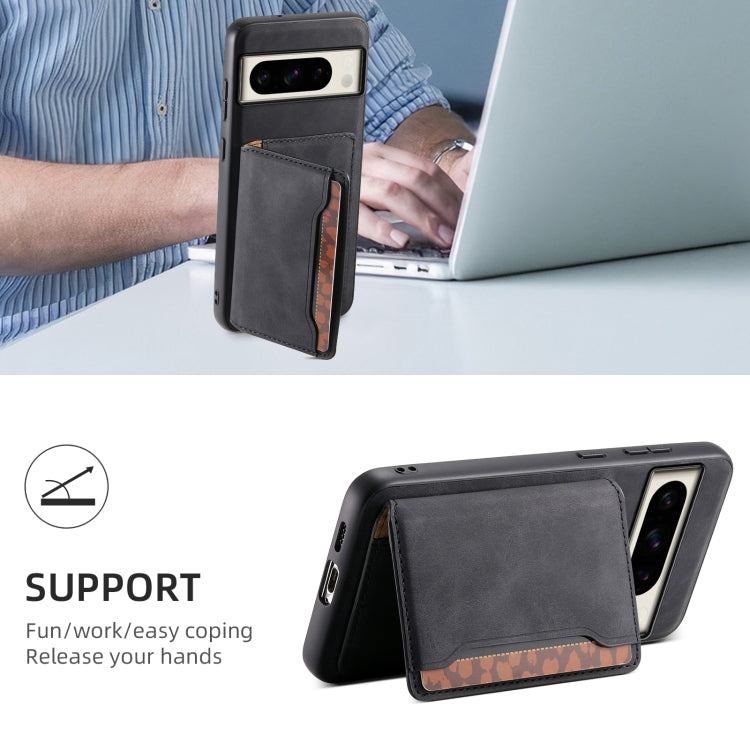 For Google Pixel 8 Pro Denior D13 Retro Texture Leather MagSafe Card Bag Phone Case(Black) - Google Cases by Denior | Online Shopping UK | buy2fix