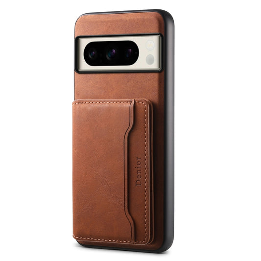 For Google Pixel 8 Pro Denior D13 Retro Texture Leather MagSafe Card Bag Phone Case(Brown) - Google Cases by Denior | Online Shopping UK | buy2fix