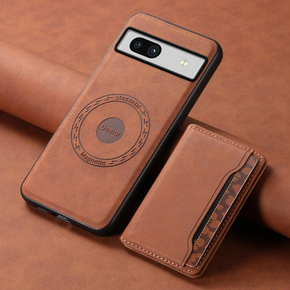 For Google Pixel 7a Denior D13 Retro Texture Leather MagSafe Card Bag Phone Case(Brown) - Google Cases by Denior | Online Shopping UK | buy2fix