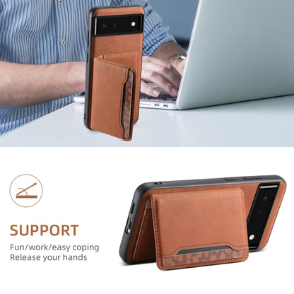 For Google Pixel 6 Denior D13 Retro Texture Leather MagSafe Card Bag Phone Case(Brown) - Google Cases by Denior | Online Shopping UK | buy2fix