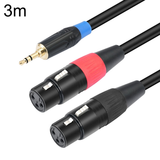 TC195BUXK107RE 3.5mm Male to Dual XLR 3pin Female Audio Cable, Length:3m(Black) - Microphone Audio Cable & Connector by buy2fix | Online Shopping UK | buy2fix