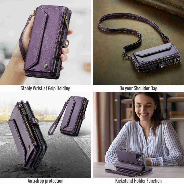 For iPhone 12 mini CaseMe C36 Card Slots Zipper Wallet RFID Anti-theft Leather Phone Case(Purple) - iPhone 12 mini Cases by CaseMe | Online Shopping UK | buy2fix