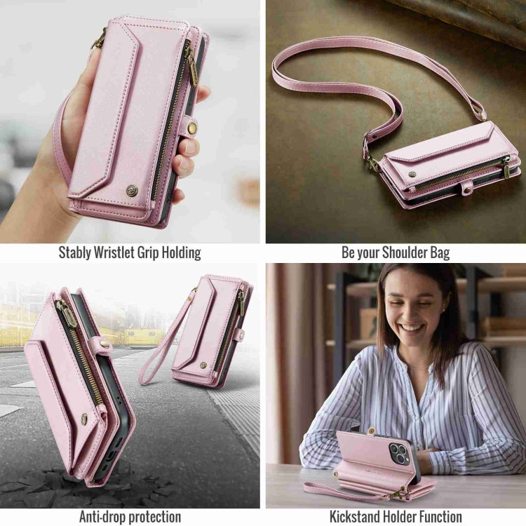 For iPhone 13 Pro Max CaseMe C36 Card Slots Zipper Wallet RFID Anti-theft Leather Phone Case(Pink) - iPhone 13 Pro Max Cases by CaseMe | Online Shopping UK | buy2fix