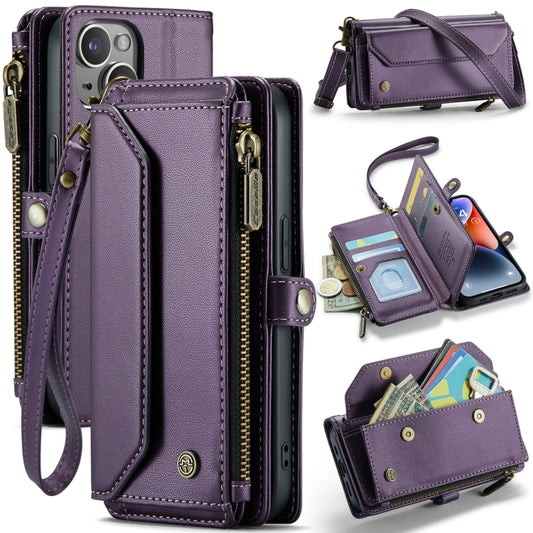 For iPhone 14 Plus CaseMe C36 Card Slots Zipper Wallet RFID Anti-theft Leather Phone Case(Purple) - iPhone 14 Plus Cases by CaseMe | Online Shopping UK | buy2fix