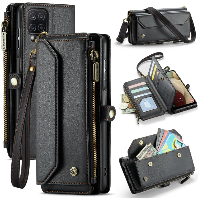 For Samsung Galaxy A12 5G CaseMe C36 Card Slots Zipper Wallet RFID Anti-theft Leather Phone Case(Black) - Galaxy Phone Cases by CaseMe | Online Shopping UK | buy2fix