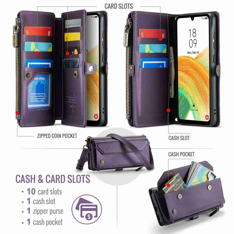 For Samsung Galaxy A33 5G CaseMe C36 Card Slots Zipper Wallet RFID Anti-theft Leather Phone Case(Purple) - Galaxy Phone Cases by CaseMe | Online Shopping UK | buy2fix