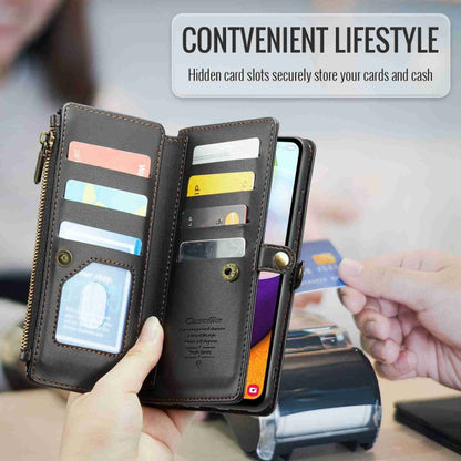 For Samsung Galaxy A52 / A52s 5G CaseMe C36 Card Slots Zipper Wallet RFID Anti-theft Leather Phone Case(Black) - Galaxy Phone Cases by CaseMe | Online Shopping UK | buy2fix