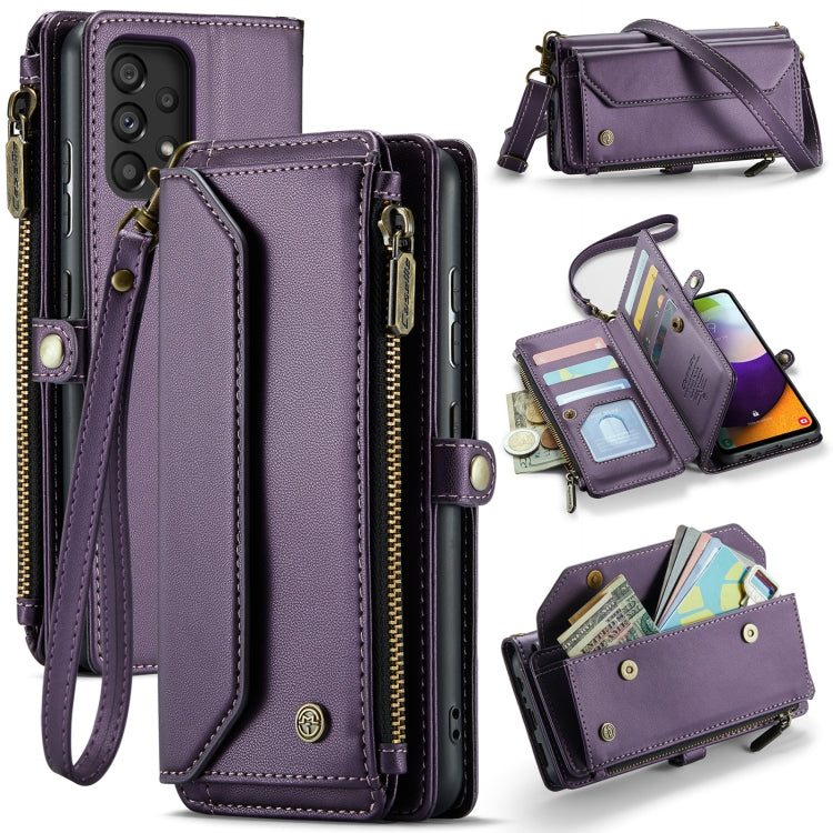 For Samsung Galaxy A52 / A52s 5G CaseMe C36 Card Slots Zipper Wallet RFID Anti-theft Leather Phone Case(Purple) - Galaxy Phone Cases by CaseMe | Online Shopping UK | buy2fix