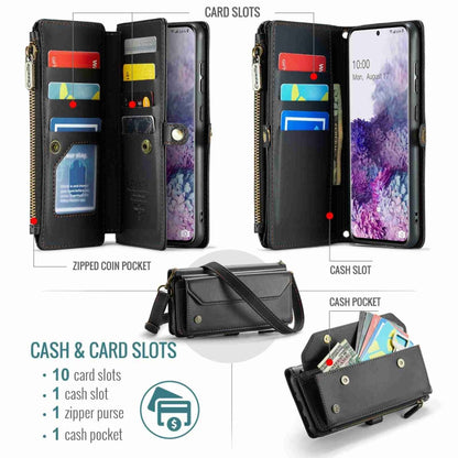 For Samsung Galaxy S20+ CaseMe C36 Card Slots Zipper Wallet RFID Anti-theft Leather Phone Case(Black) - Galaxy Phone Cases by CaseMe | Online Shopping UK | buy2fix