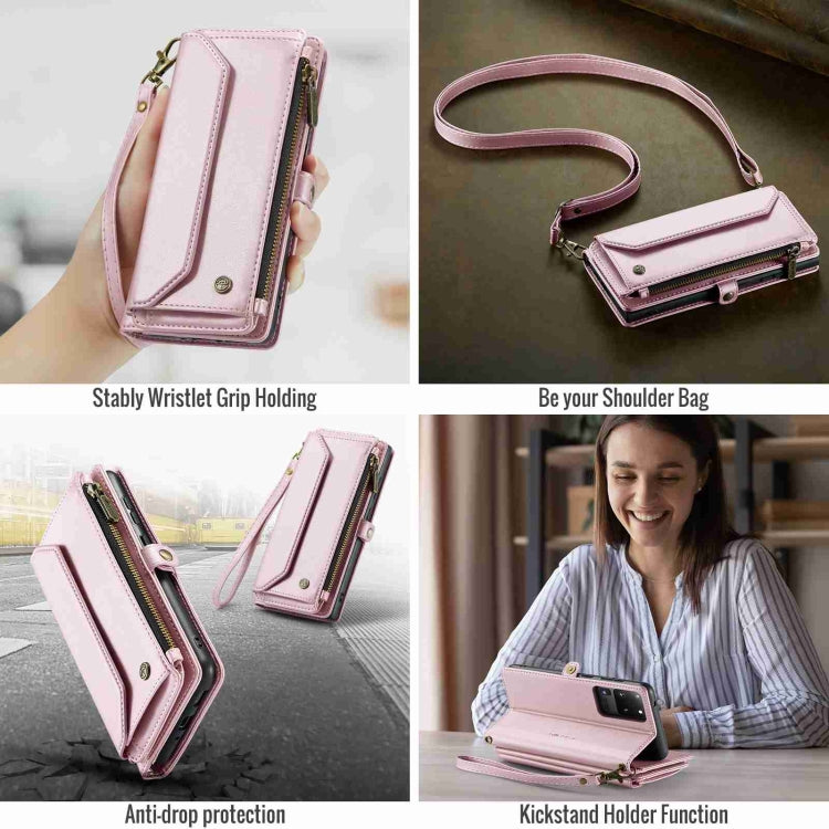 For Samsung Galaxy S20 Ultra CaseMe C36 Card Slots Zipper Wallet RFID Anti-theft Leather Phone Case(Pink) - Galaxy Phone Cases by CaseMe | Online Shopping UK | buy2fix