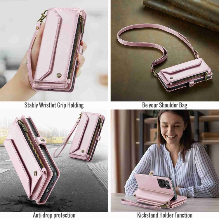 For Samsung Galaxy S21 Ultra 5G CaseMe C36 Card Slots Zipper Wallet RFID Anti-theft Leather Phone Case(Pink) - Galaxy S21 Ultra 5G Cases by CaseMe | Online Shopping UK | buy2fix