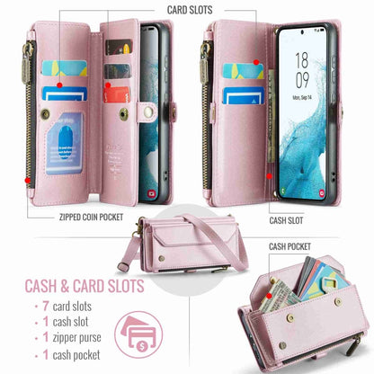 For Samsung Galaxy S22 5G CaseMe C36 Card Slots Zipper Wallet RFID Anti-theft Leather Phone Case(Pink) - Galaxy S22 5G Cases by CaseMe | Online Shopping UK | buy2fix