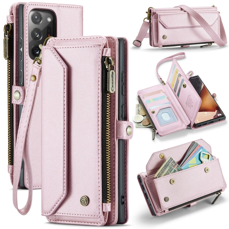 For Samsung Galaxy Note20 Ultra CaseMe C36 Card Slots Zipper Wallet RFID Anti-theft Leather Phone Case(Pink) - Galaxy Note20 Ultra Cases by CaseMe | Online Shopping UK | buy2fix