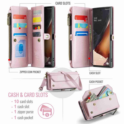 For Samsung Galaxy Note20 Ultra CaseMe C36 Card Slots Zipper Wallet RFID Anti-theft Leather Phone Case(Pink) - Galaxy Note20 Ultra Cases by CaseMe | Online Shopping UK | buy2fix