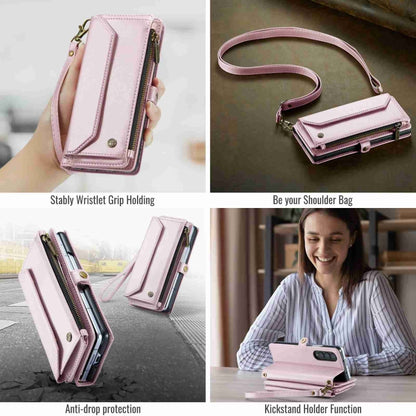 For Samsung Galaxy Z Fold4 CaseMe C36 Card Slots Zipper Wallet RFID Anti-theft Leather Phone Case(Pink) - Galaxy Z Fold4 5G Cases by CaseMe | Online Shopping UK | buy2fix