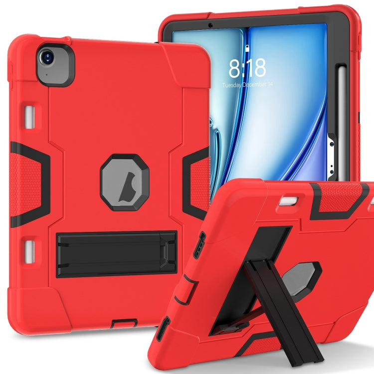 For iPad Air 11 2024 Contrast Color Silicone Acrylic PC Tablet Case with Holder(Red Black) - iPad Air 11 2024 Cases by buy2fix | Online Shopping UK | buy2fix