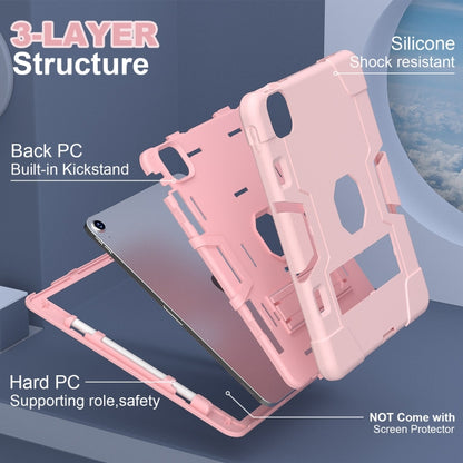 For iPad Air 11 2024 Contrast Color Silicone Acrylic PC Tablet Case with Holder(Rose Gold) - iPad Air 11 2024 Cases by buy2fix | Online Shopping UK | buy2fix