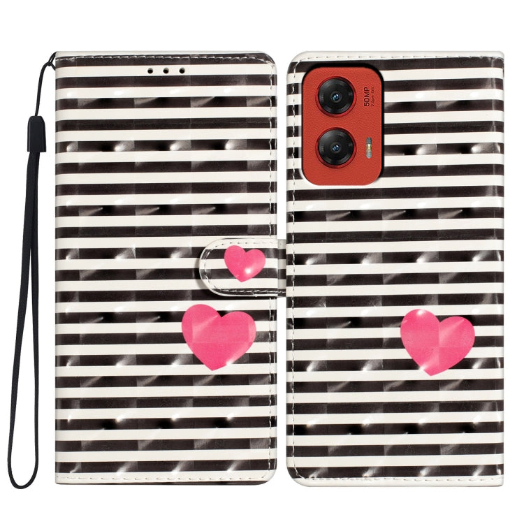 For Motorola Moto G Stylus 5G 2024 3D Pattern Leather Phone Case(Striped Heart) - Motorola Cases by buy2fix | Online Shopping UK | buy2fix