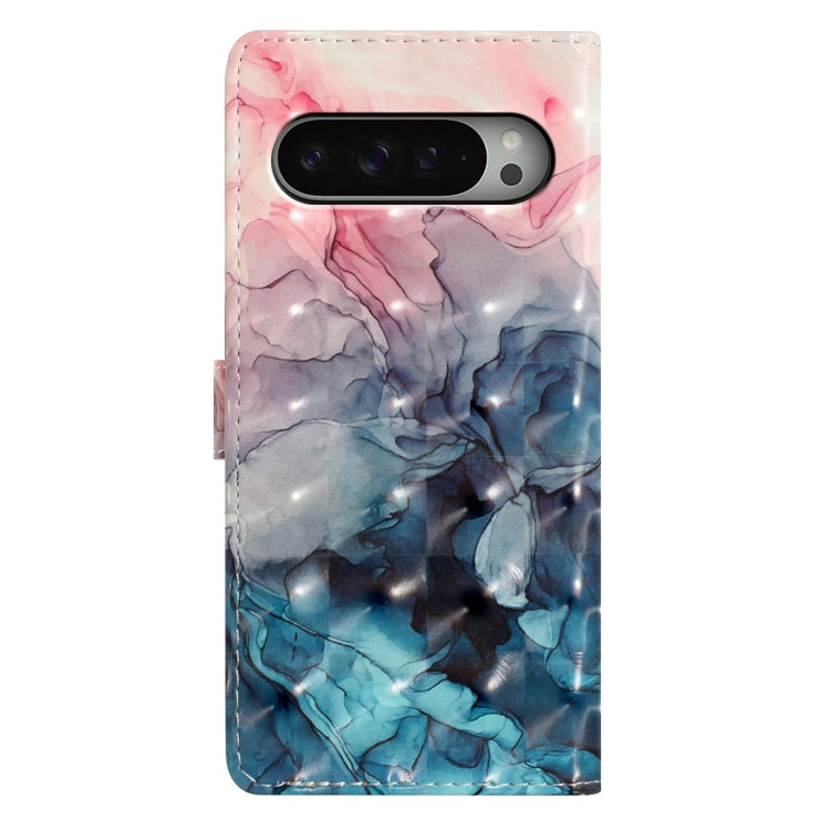 For Google Pixel 9 / 9 Pro 3D Pattern Leather Phone Case(3D Pink Blue Marble) - Google Cases by buy2fix | Online Shopping UK | buy2fix