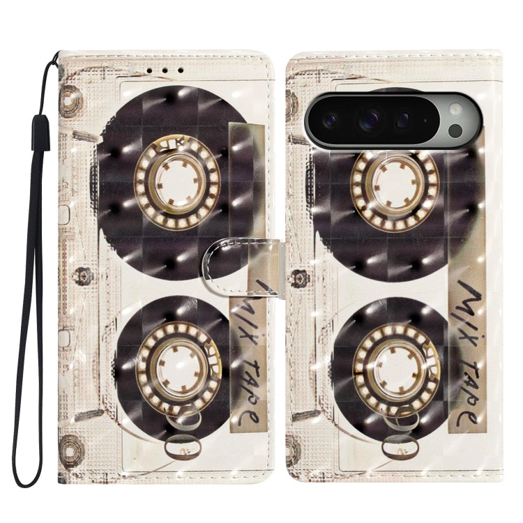 For Google Pixel 9 / 9 Pro 3D Pattern Leather Phone Case(Tape) - Google Cases by buy2fix | Online Shopping UK | buy2fix