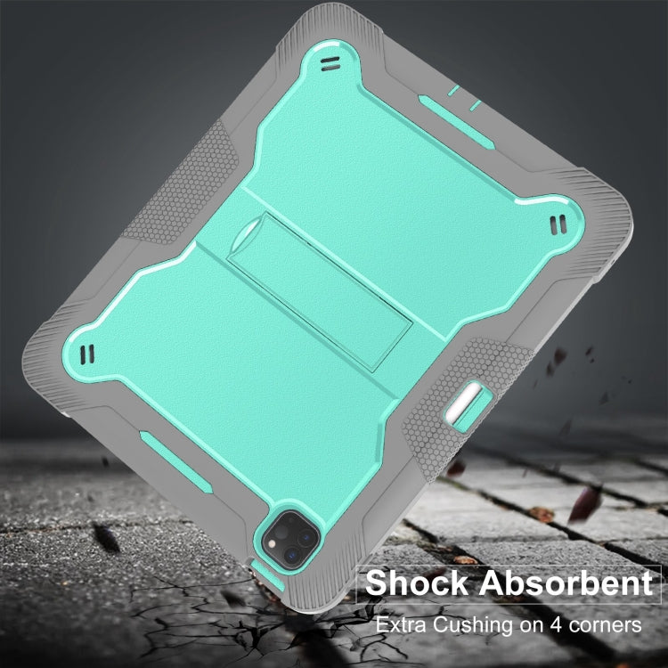 For iPad Pro 13 2024 Shockproof Silicone Hybrid PC Tablet Case with Holder(Mint Green + Grey) - iPad Pro 13 2024 Cases by buy2fix | Online Shopping UK | buy2fix