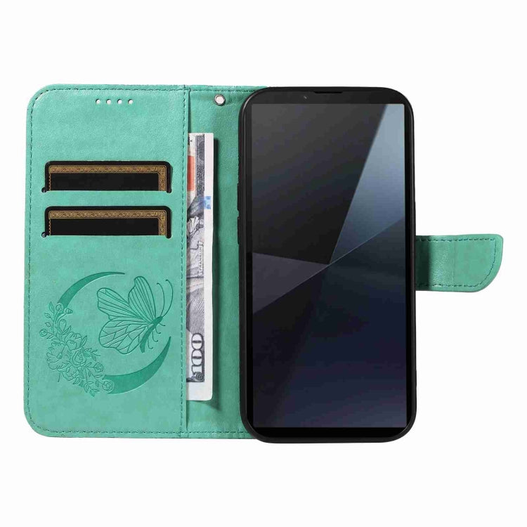 For Sony Xperia 10 VI 2024 Swallowtail Butterfly Embossed Leather Phone Case(Green) - Sony Cases by buy2fix | Online Shopping UK | buy2fix