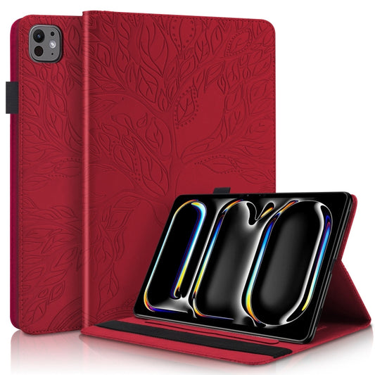 For iPad Pro 11 2024 Tree Life Series Embossed Smart Leather Tablet Case(Red) - iPad Pro 11 2024 Cases by buy2fix | Online Shopping UK | buy2fix