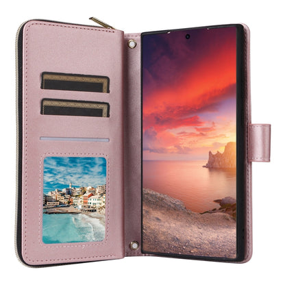 For Samsung Galaxy S25 Ultra 5G Crossbody Rhombic Zipper Tower Buckle Leather Phone Case with Lanyard(Rose Gold) - Galaxy S25 Ultra 5G Cases by buy2fix | Online Shopping UK | buy2fix