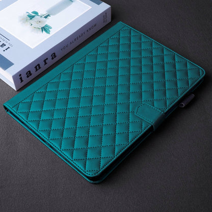 For iPad Pro 11 2024 Rhombus Lattice Leather Smart Tablet Case(Dark Green) - iPad Pro 11 2024 Cases by buy2fix | Online Shopping UK | buy2fix